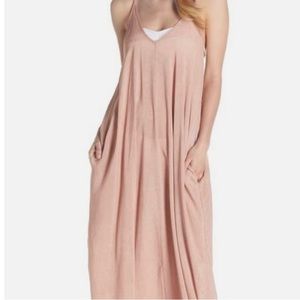 Nordstrom elan pink spaghetti strap maxi dress with pockets Sz large long